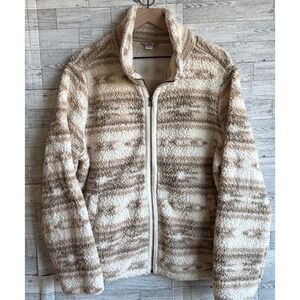 Old Navy Print Fleece Jacket Zip‎ Sweatshirt Brown Cream Aztec Ridge women's XL